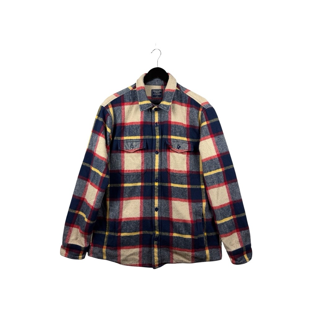 Abercrombie & Fitch Tartan Flannel Shirt Jacket Sz L Multicolor, 100% Cotton